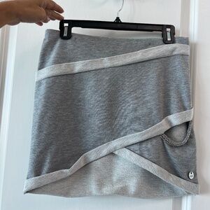 MET Jeans Gray Mini Skirt with Chain Detail & Asymmetric Hem – 100% Cotton